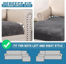 H.VERSAILTEX Velvet Stretch Sectional Sofa Covers - 4 Piece Seat Cushions for L Shape Sectional Couch (Large 3 Seater + 1 Chaise, Grey) by CozyNest Decor