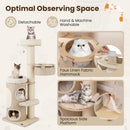 61 Inches Cat Tree for Indoor Cats with 2-stoery Condo and Top Perch-Natural