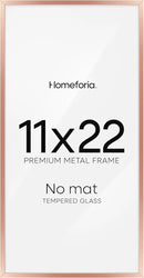 Homeforia 11x22 Newspaper Frame Rose Gold, High End Metal 11 x 22 Picture Frame without Mat, 22x11 Thin Rose Gold Poster Frames for Wall, 11by22 Display Photo Frame, Tempered Glass, Wall Kit, Set of 1 by CozyNest Decor