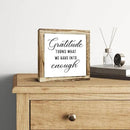 Rustic Wood Sign, Gratitude Turns What We Have Into Enough Sign, Wooden Plaques Table Decor, Inspirational Desk Decorate, Home Office Decor, Thankful Quote Signs, Small Wooden Box Signs by CozyNest Decor