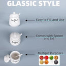 HAOTOP 12oz Sugar Bowl with Lid and Spoon,Ceramic Sugar Jar Sugar Dispenser Sugar Container Coffee Bar Accessories, Kitchen Countertop Canisters, White by CozyNest Decor