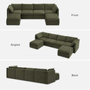 mopio Oversized Modular Sectional Sofa with Fully Removable Covers and Storage, Convertible U, L-Shaped and Sleeper Sectional, Modern Couches with Ottoman Chaise (Olive Green Velvet, 6 Seats, U) by CozyNest Decor