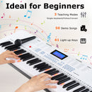 61-Key Electric Piano Keyboard for Beginner-White