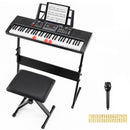 61 Key Keyboard Piano with Stand, Stool & Lighted Keys by LJGDeals