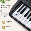 61 Keys Beginners Piano Keyboard Electric Keyboard Kit with Adjustable Stand and Stool-Black