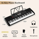 61 Keys Portable Keyboard for Beginners Electric Piano Keyboard Kit with 200 Rhythms and 200 Tones-Black by LJGDeals
