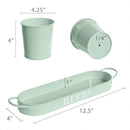 Barnyard Designs Indoor Herb Garden Planter Set with Tray, Metal Windowsill Plant Pots with Drainage for Outdoor or Indoor Plants, Set/3 (Soft Mint) by GreenHaven Gardens