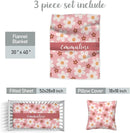 Custom Name Crib Bedding Set for Baby Girls – Personalized Pink Flower 3-Piece Nursery Bedding with Blanket, Fitted Sheet & Pillowcase – Baby Infant Toddler Shower Gift by TinyTreasures Baby Boutique