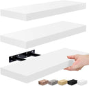 Sorbus Floating Shelves for Wall, Bathroom Shelves Wall Mounted for Kitchen, Bedroom, Bathroom Storage Over Toilet, Hanging Book Shelf for Wall Home Decor Living Room (White, 3 Pack) by CozyNest Decor