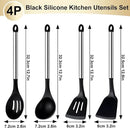 Pleafind 4-Pcs Silicone Cooking Utensils Set, Wok Utensils Set Include Wok Ladle, Slotted Spoon, Solid Spatula and Slotted Spatula, Silicone and Stainless Steel Kitchen Utensils, Dishwasher Safe by CozyNest Decor