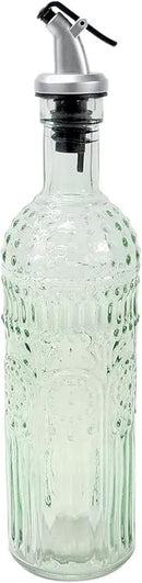 Grant Howard Etrusco Embossed Glass Oil and Vinegar Cruet with Pourer, 16 oz, Translucent by CozyNest Decor