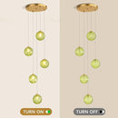 5-Light Chandelier, Globe Green Glass Flush Mount Pendant Light,15W Ceiling Hanging Light for Staircase Foyer Entryway Living Room Hotel Kitchen Island（3000K,G9 Bulbs Include） by CozyNest Decor