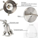 PERMO Industrial Vintage Slope Pole Wall Mount Single Sconce with 6.7" Oval Dome Clear Glass Shade Wall Sconce Light Lamp Fixture (Brushed Nickel) by CozyNest Decor