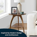 Martin Svensson Home Round Wood Walnut Brown 20" Living Room End Side Accent Table Nightstand with Storage Shelf by CozyNest Decor