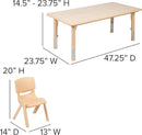 EMMA + OLIVER 23.625" W x 47.25" L Rectangle Natural Plastic Activity Table Set with 6 Chairs by CozyNest Decor