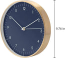 LUUK LIFESTYLE Modern Quartz Wall Clock with Silent Movement, Scandinavian Design, Kitchen and Living Room Clock, Gift idea, Trendy Home Decor, 10 inch, in Dark Blue and Gold by CozyNest Decor