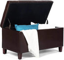 Asense Storage Ottoman Bench, Faux Leather Upholstered End of Bed Bench with Safety Hinge Wooden Legs, for Entryway Bedroom (Chocolate Brown, 33.3") by CozyNest Decor