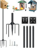QwayHome【New Upgrade】 80In Smart Bird House Poles, 1Inch Dia Poles, Outdoor Bird Feeder Pole Mount Kit for Smart Bird Feeder & Wooden Birdhouse & Weather Station, Heavy Duty, Adjustable, 5-Prong Base by GreenHaven Gardens