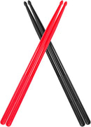 5A Nylon Drumsticks for Kids Adults: Light Durable Drum Sticks Black Red with Anti-Slip Handles for Electronic Drums Exercise Percussion Accessories (2 Pairs) by TinyTreasures Baby Boutique