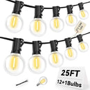 25FT G40 LED Outdoor String Lights with 12+1 Bulbs, E12 Socket, 2700K Warm White, Commercial Grade Weatherproof & Connectable for Garden, Patio, Backyard, Bistro, Porch, Deck, Gazebo, Camping, Party by CozyNest Decor