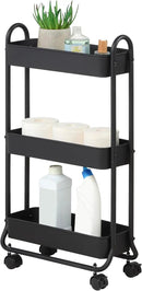 SunnyPoint Slim Rolling Storage Cart, 3 Tier Bathroom Storage Organizer Bathroom, Laundry Utility Cart (Black) by CozyNest Decor