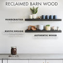 Urban Legacy Reclaimed Barnwood Planks | Floating Shelves for Wall w/Flush Mount Shelf Bracket Set Included | Set of 2 (Coffee Bean, 30"x7"x 2") by CozyNest Decor