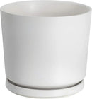 Ekirlin 9 inch Plant Pots,Ceramic Flower Planters Indoor,Modern Succulents Containers with Drain Hole Saucer,Decorate Home,Office & Outdoor (White)