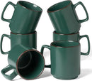 famiware Coffee Mugs Set of 6, Nebula 14oz Coffee Mugs, Ceramic Cup Set with Handle for Latte, Tea, Milk, Cappuccino, Cocoa, Dark Green by CozyNest Decor