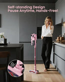 Cordless Vacuum Cleaner for Home, Upgraded 60Kpa Powerful Suction Pet Hair Vacuum with 70min Runtime, Green LED Light for Hardwood Floors & Carpet, Self-Standing Rechargeable Stick Vacuum, Pink by CozyNest Decor