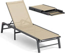 Chaise Lounge Chair Outdoor Aluminum Patio Lounge Chair with 5 Adjustable Positions Folding Pool Lounge Chairs Assemble-Free Beach Lounge Chair for Patio, Pool, Indoor and Outdoor Flaxen by GreenHaven Gardens