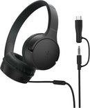 Belkin SoundForm Mini Kids Wired Headphones w/USB C to 3.5mm Dongle, Built-in Mic & Fun Stickers, 85dB Max Volume – for Online Learning, Travel, Compatible w/iPhone 16, iPad, Galaxy S25, etc - Black by TinyTreasures Baby Boutique