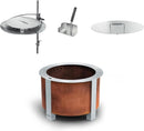 Breeo Smokeless Fire Pit Warmth Bundle (X Series 24 Corten Steel, Heat Deflector, Ash Shovel, & Lid) | 27.5 inch Smokeless Firepit for Outside | Ideal for Families by GreenHaven Gardens