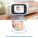 HelloBaby Video Baby Monitor with Remote Camera Pan-Tilt-Zoom, 3.2'' Color LCD Screen, Infrared Night Vision, Temperature Display, Lullaby, Two Way Audio by TinyTreasures Baby Boutique