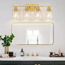 4-Light Vanity Lights with Clear Glass Shades, Brushed Gold Bathroom Light Fixtures Over Mirror, Modern Bathroom Wall Lamp for Mirror Living Room Cabinet Bedroom Porch by CozyNest Decor