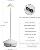 Modern Cordless Table Lamp Set of 2, Portable LED Desk Lamps, 5000mAh Rechargeable Battery Operated Lighting for Bedroom Dining Room Restaurant Coffee Shop Camping Night Light (White) by CozyNest Decor