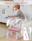 Potty Training Seat with Step Stool Ladder, Potty Training Toilet Seat with Soft Seat Splash Guard, Adjustable Height, 2 in 1 Potty Seats for Toddlers Kids Boys Girls by TinyTreasures Baby Boutique