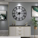 LEIKE Large Wall Clock, 24" Completely Silent, Non Ticking, Battery-Operated,Rustic Round Modern Metal Wall Clock Decor for Living Room, Bedroom and Kitchen, (60cm, Black-Roman Number) by CozyNest Decor