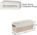 DULLEMELO 2-Pack Bathroom Baskets for Toilet, Small Storage Bins for Organizing Closets, Cabinets, Shelves, Canvas Fabric Storage Basket Bins With Leather Handles for Empty Gift Basket (White&Khaki) by TinyTreasures Baby Boutique
