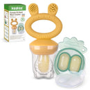 Haakaa Baby Fruit Food Feeder & Mini Freezer Nibble Tray Combo, Breastmilk Popsicle Molds for Baby Cooling Relief, BPA Free Silicone Feeder for Safe Infant Self Feeding, 4 Month+ (Mustard) by TinyTreasures Baby Boutique