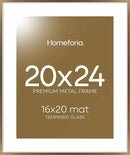 Homeforia Picture Bronze Frame 20x24, High End Metal 20x24 Brass Poster Frames with Mat 16x20 for Photo, 20 x 24 Frame Matted to 16 x 20 Print, 24x20 Hanging Frames, Tempered Glass, Wall Kit, Set of 1 by CozyNest Decor