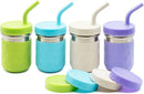 WeeSprout 2-in-1 Drinking Cups for Kids, Durable Stainless Steel Tumbler for Smoothies, Silicone Straws with Stoppers, Premium Plastic Twist Lids, Easy-Grip Sleeves, Set of 4 Dishwasher Safe Kid Cups by TinyTreasures Baby Boutique