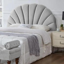 24KF Stunning Crown Design Queen Headboard, Upholstered Soft Velvet Petal Pattern Headboard Queen/Full-Q-Gray by CozyNest Decor