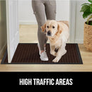 GORILLA GRIP 100% Waterproof All-Season WeatherMax Doormat, 47x35, US Designed Natural Rubber, Stain and Fade Resistant, Low Profile Indoor Outdoor Door Mats, Easy Clean Patio Mat, Coffee Squares by CozyNest Decor