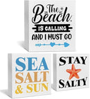 Summer Beach Decor for Home Farmhouse Tiered Tray Decor Beach House 3 Pcs Decorative Wood Box Signs Table Desk Shelf Decoration by CozyNest Decor