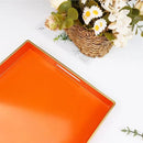 Spsyrine Orange Decorative Serving Tray with Handles, Elegant Plastic Coffee Table Tray for Ottoman, Living Room, Home Decor 15.6" X 10.2" by CozyNest Decor