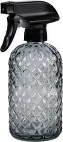 12Oz Glass Plant Spray Bottle, Gem Pattern Glass Sprayer, Watering Can with Black Plastic Top Pump, Handheld Watering Can for Indoor Outdoor Potted Plants and Greenery (Grey) by GreenHaven Gardens