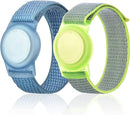 Kids Wristband Compatible with Apple AirTag, Protective Case for Air Tag GPS Tracker Holder with Nylon Bracelet, Adjustable Anti Lost Watch Band for Toddler Child Elder(Blue&Green) by TinyTreasures Baby Boutique