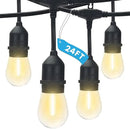 LUXRITE 24FT LED Outdoor String Lights, Commercial Grade Waterproof, 12 Edison S14 Shatterproof Bulbs, IP65, Decorative Hanging for Patio, Backyard, Garden, Cafe, Balcony