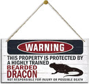 Warning Sign, Bearded Dracon Warning Wood Plaque Sign, Funny Door Signs, Decorative Wood Hanging Suspension Plaque, Farmhouse Wooden Wall Decor, Outdoor Hanging Wooden Signs by CozyNest Decor