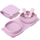 Silicone Foldable Novelty Dinner Plates,Suction Plates for Baby Travel Essential with Forks and Spoons,Microwave & Dishwasher Safe,Purple by TinyTreasures Baby Boutique